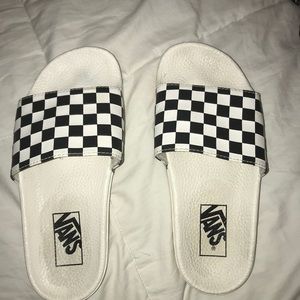 vans checkered slide ons